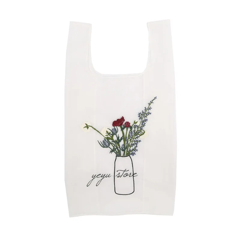Youda оригинальная новая однотонная Сумка-тоут светильник сетчатая сумочка с вышивкой розы Портативная сумка для покупок портативная элегантная сумка-тоут для девочки - Цвет: Белый