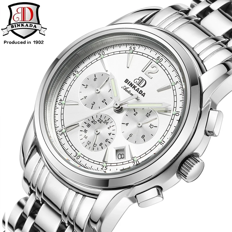 

Automatic Mechanical Watch Mens Business Casual Mens Watch Stainless Steel Leather Erkek Kol Saati Automatic Self-Wind Atuo Date