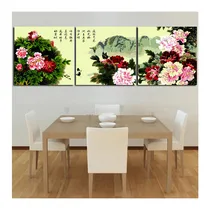 3 шт. DIY масляная краска по номерам Цветок Триптих фотографии Дерево пион пейзаж абстрактная краска Настенная Наклейка домашний Декор подарок