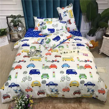 

Cartoon car bedding Set 4pcs Bed Sheet Duvet Cover Pillowcase hot sell Children's home textile twin queen king quilt cover sets