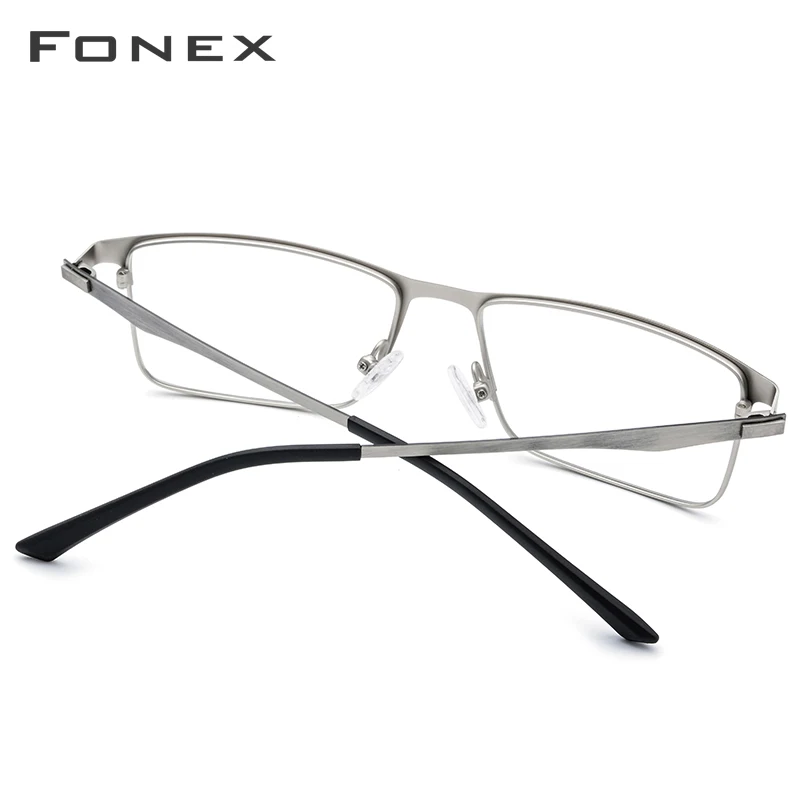 FONEX, сплав, оправа для очков, Мужские квадратные очки для близорукости по рецепту,, мужские, металлические, полностью оптические оправы, Корея, Безвинтовые очки