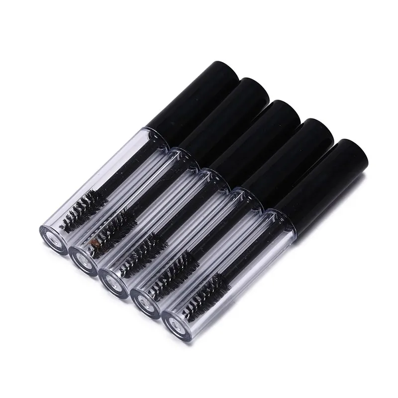 5Pcs Plastic Clear Empty Mascara Tube Vial/Bottle/Container With Black Cap For Eyelash Growth Medium Mascara 10ML