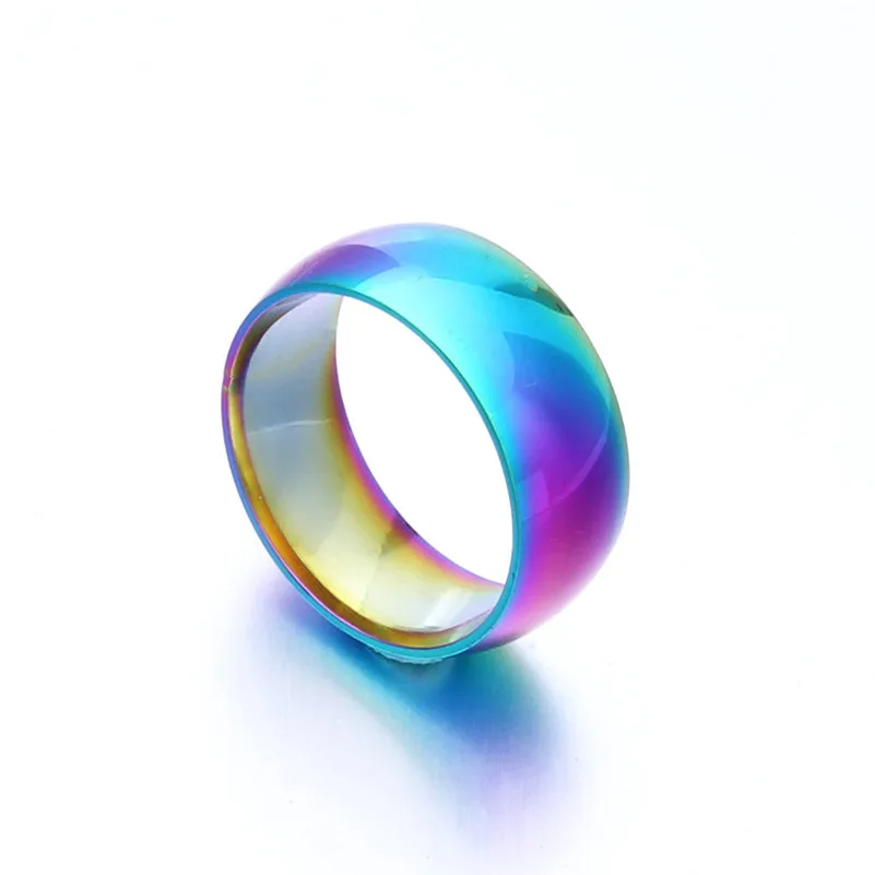 

8mm Rainbow Titanium Steel Ring for Men and Women