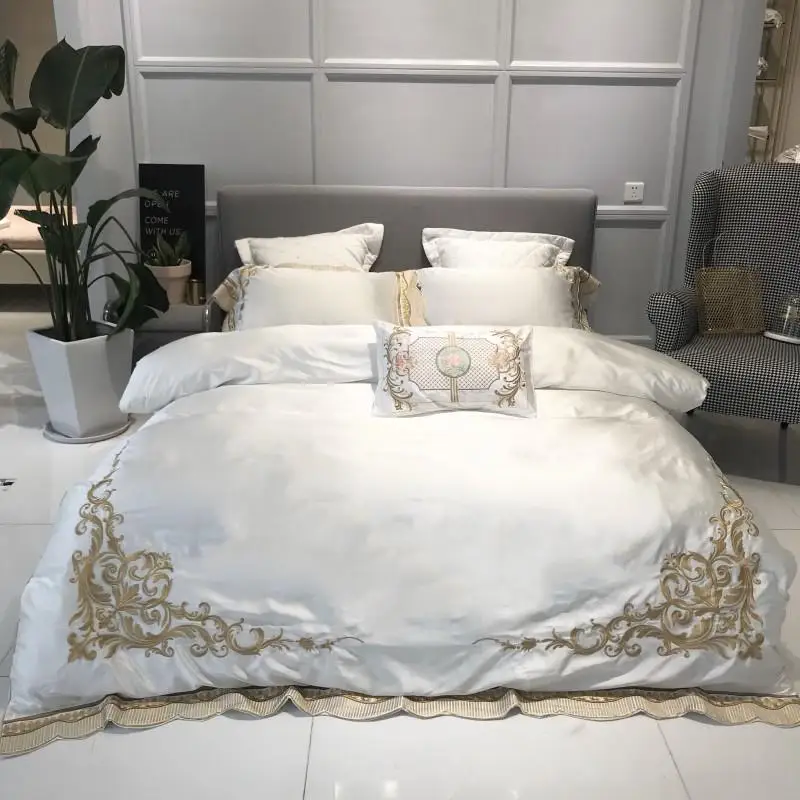 

4/7Pieces Purple White Duvet Cover Luxury Bedding Set High Thread Count Weave Silky Soft Breathable Bedding Queen King Bed sheet