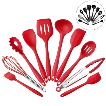

10 pcs Heat-Resistant Silicone Cooking Tool Sets Non-stick Cookware Kitchen Baking Kit Utensils Kitchenware