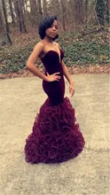 Afrikanische prom dress 2016 sexy nixe-abschlussball rüschen bodenlangen pageant kleider für frauen