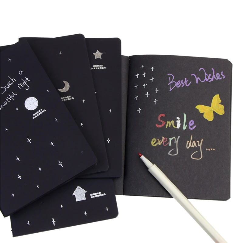 

New Sketchbook Diary for Drawing Painting Graffiti Soft Cover Black Paper Sketch Book Notebook Office School Supplies Gift