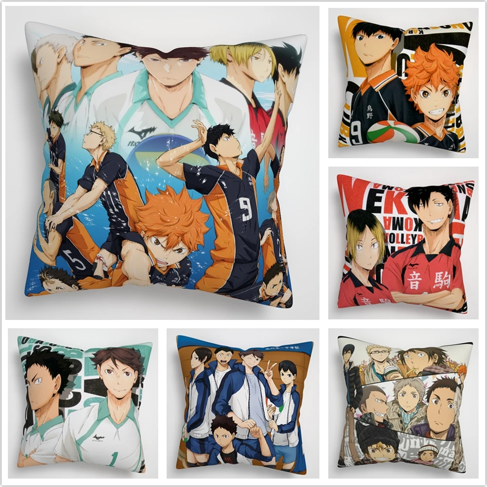 Suef Аниме Манга Haikyuu! Haikyuu аниме Двусторонняя диванная подушка крышка 16x16 дюймов 40x40 см