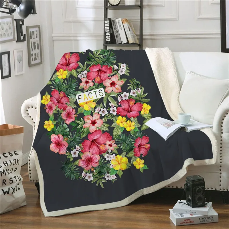 

Flower Design Fashion Plush Throw Blanket Bedding Thin Quilt Fashion Bedspread Adult Travel Sherpa Blanket Drop Ship