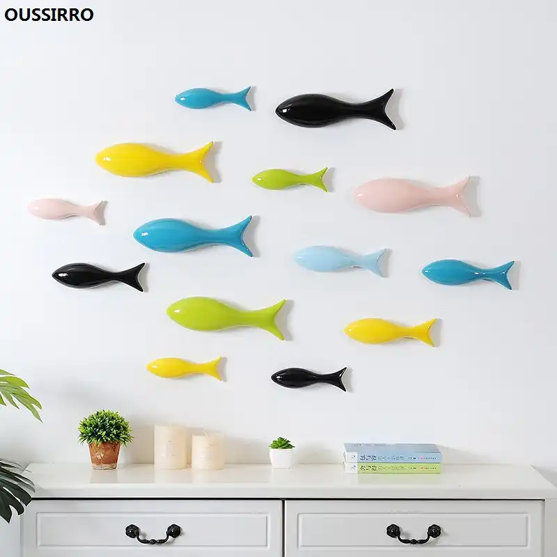 Oussirro Wall Decorations Handmade Ceramic Fish Restaurant Cafe