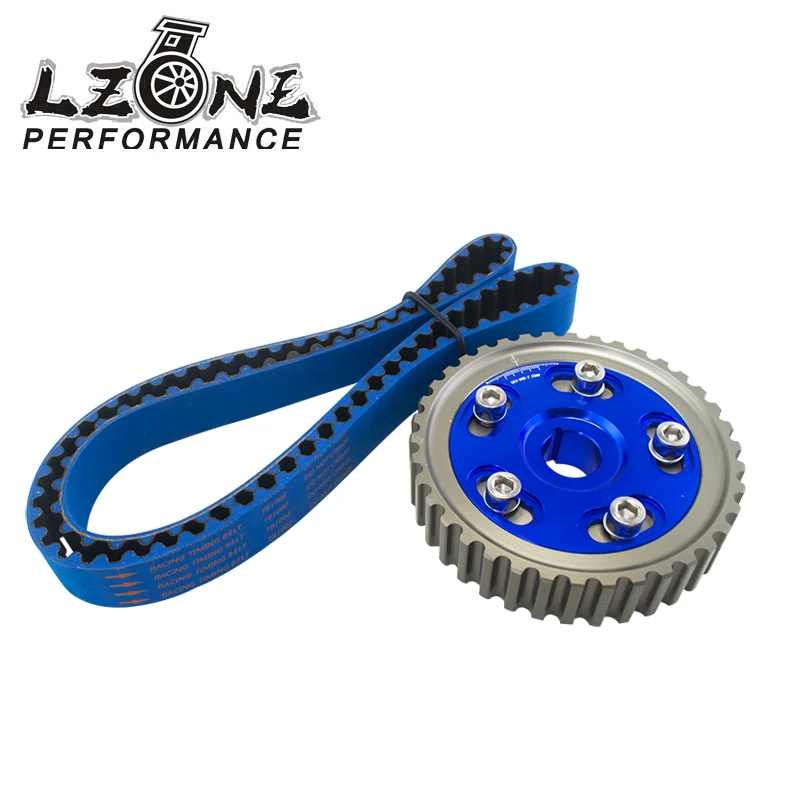 LZONE-HNBR гоночный Ремень ГРМ синий+ алюминиевый кулачковый механизм синий для 92-00 Civic D16Z D16Y JR-TB1002B+ 6542B