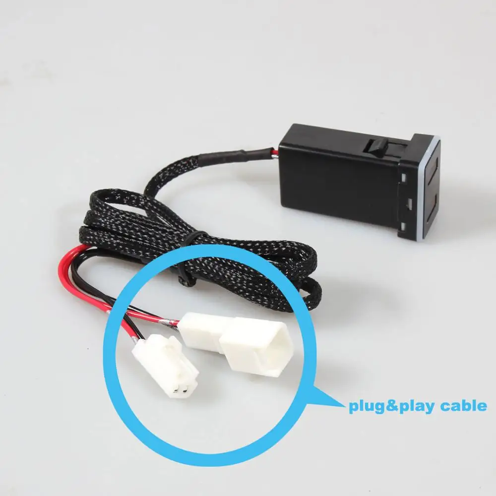 Ceny QC3.0 Quickcharge Display napięcie Ampere ładowarka samochodowa podwójne usb telefon DVR przejściówka i kabel Play dla toyoty