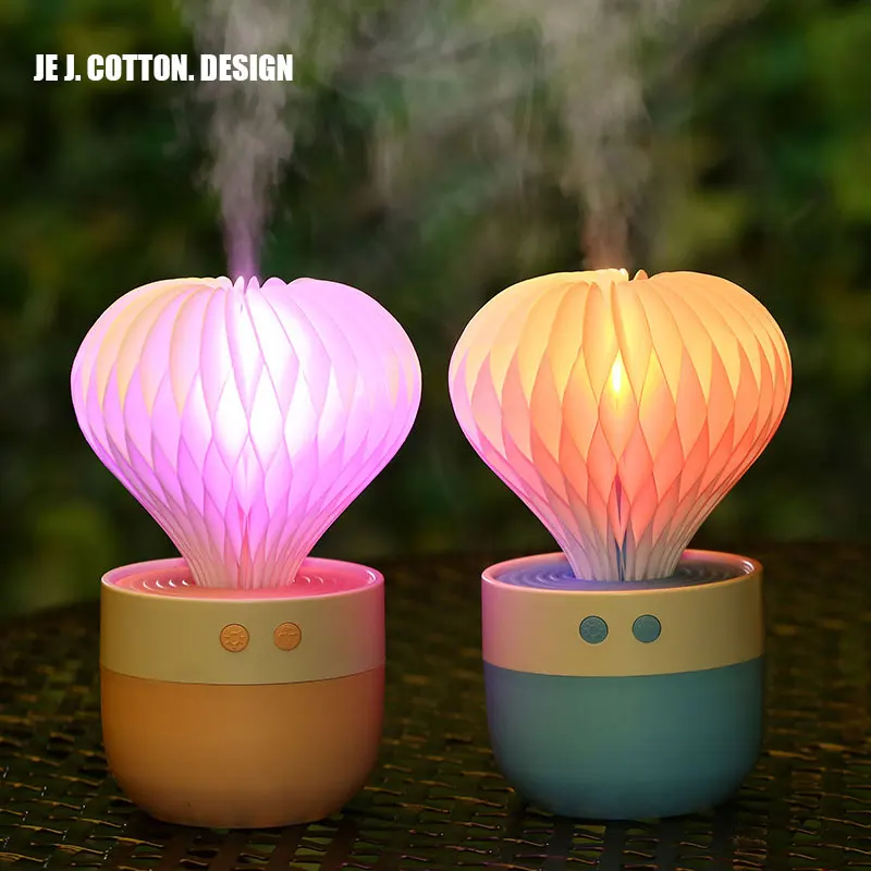

Cactus Air Humidifier Ultrasonic Humidificador with Night Light Aromatherapy Diffuser Essential Oil Diffusers for Home Car 150ML