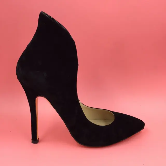 black dress shoes high heels slip on pointed toe sexy pumps women heels size 12