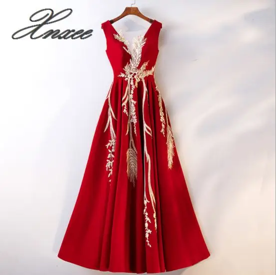 Летнее Новое красное вечернее платье банкетное тонкое платье - Цвет: Красный