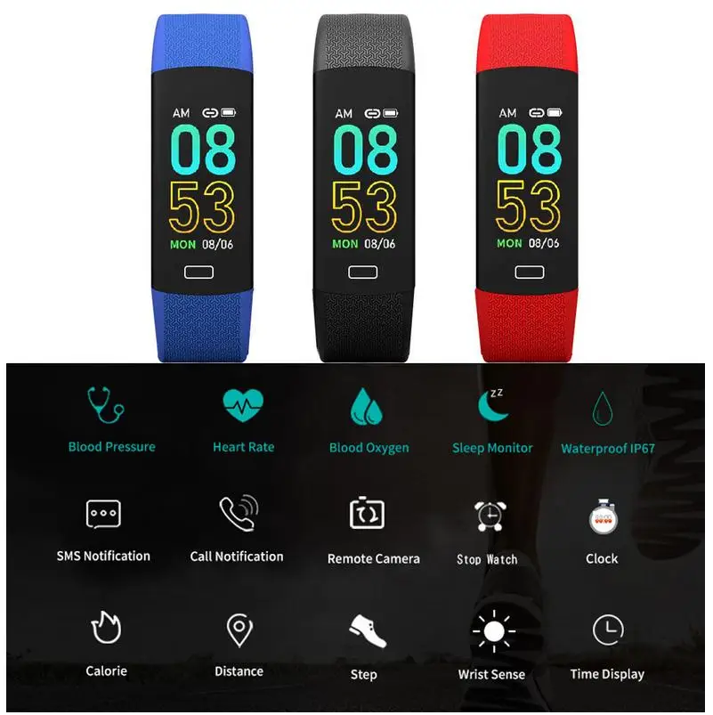 

B6A Man Smart Sports Watch Fitness Smart Watch Activity Tracker Women Men Kids Fit Android iOS Heart Rate