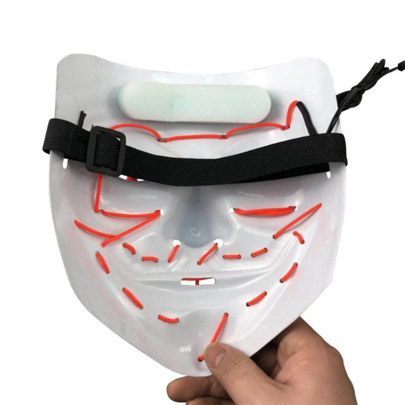 Хэллоуин косплей смешная ужасная маска полное лицо покрытая светодиодный Маска для костюма светодиодный провод вверх маска для фестиваля Вечерние