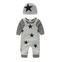 Baby Double Layers Cotton Romper Set Stripped Pattern Baby Boy Caters Clothes Casual Long Sleeve Tops
