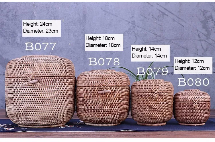 Ротанговая плетеная Подарочная деревянная коробка ручной работы Органайзер кухонные воздухопроницаемые банки для сыпучих продуктов банки кувшин Плетеный сундук