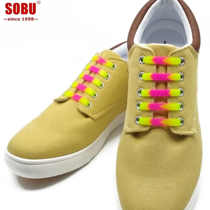 

12pcs/lot Mixcolor Running Silicone No Tie Shoelaces Fashion Unisex Elastic Silicone Shoe Lace V008