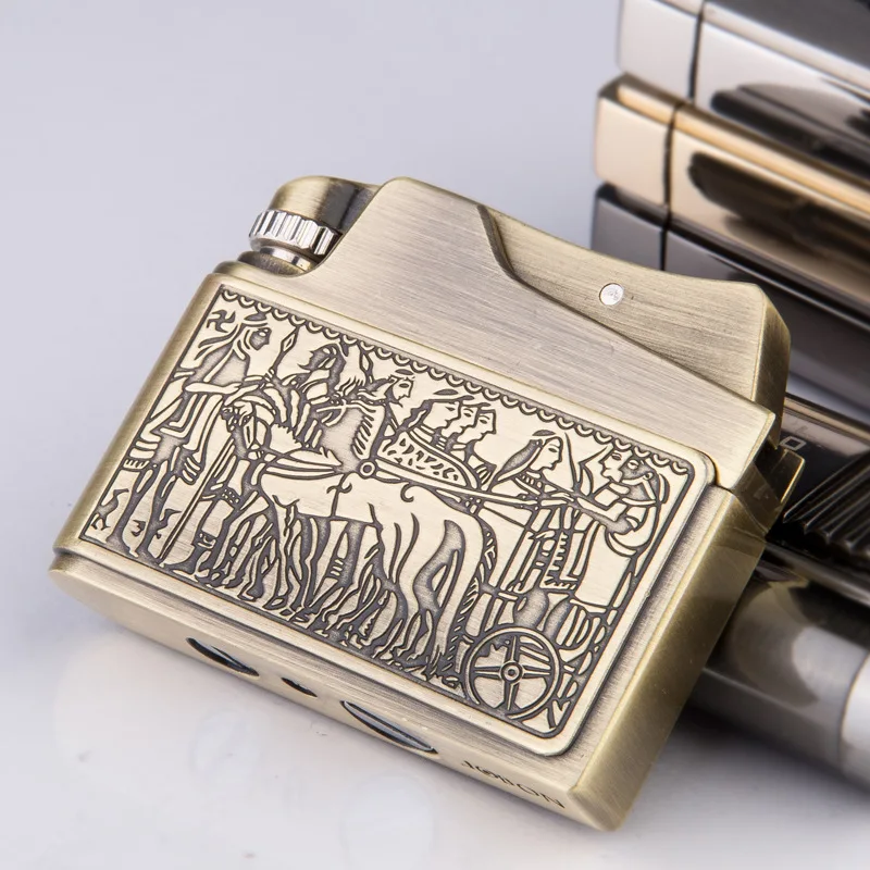 

Kerosene lighter restoring ancient ways, creativity ultra-thin pure copper windproof lighters, metal lighters, high-end gifts