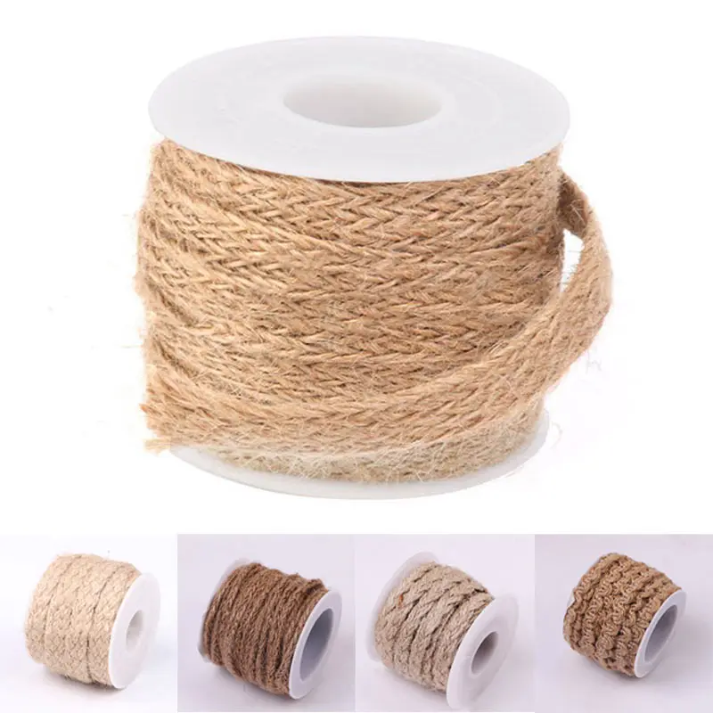 

5M DIY Hand Craft Natural Hessian Jute Twine Rope Burlap Ribbon Vintage Wedding Party Decor 2017ing