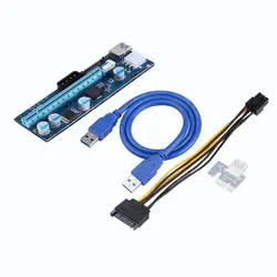 USB3.0 PCI-E Мощность ed Express 1x к 16x Extender адаптер Riser Card добыча преобразования провода 4 Pin Мощность кабель