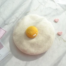 Яичный пашот~ ручной шерстяной фетр Прекрасный японский яичный желток берет художника шляпа подарок получить осень и зима