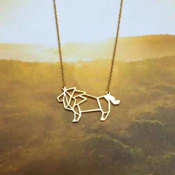 

Wholesale Lion Pendant, Origami necklace, Lion jewelry, Woodland Jewelry, Gift for Friend 12pcs/lot