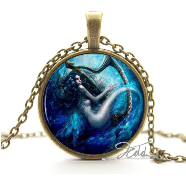 Vintage Style Art Silver Mermaid Pendant Necklace Jewelry Gifts for Women Vintage Style Art Silver Mermaid Pendant Necklace Jewelry Gifts for Women