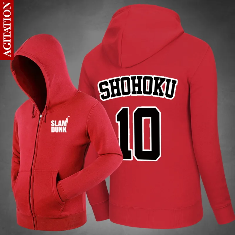 

Classic Anime Slam Dunk Shohoku Hoodies Hoody Sweatshirts Cute Loose Outerwear Cute One Piece Unisex Cotton Zipper Coat
