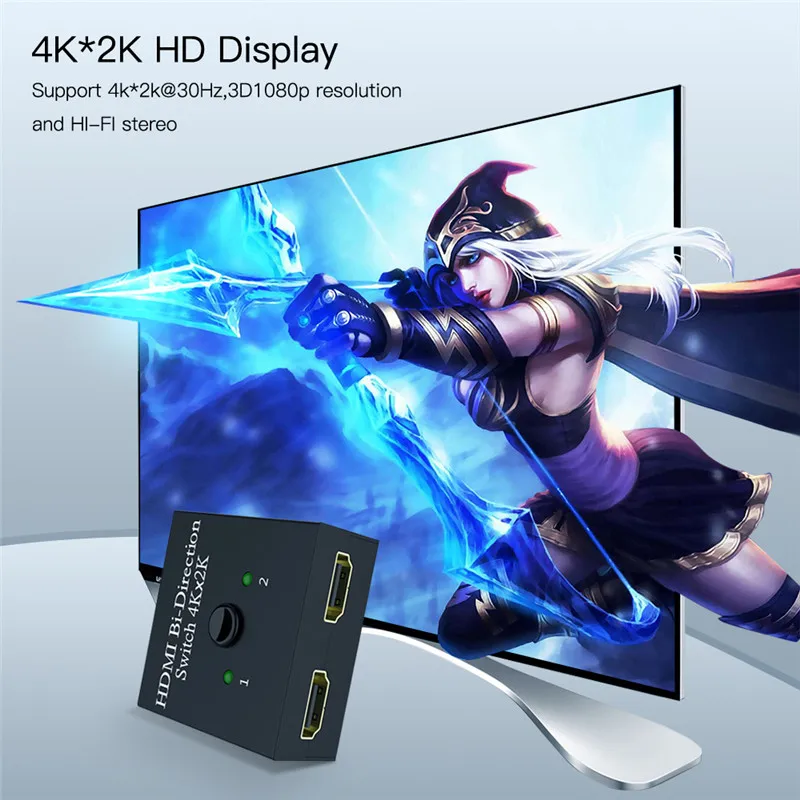 HDMI сплиттер 2x1 1x2 UHD 4K двухнаправленный HDMI 2,0 переключатель сплиттер концентратор HDCP 3D HD ТВ конвертер адаптер для PS4/3 ТВ коробка