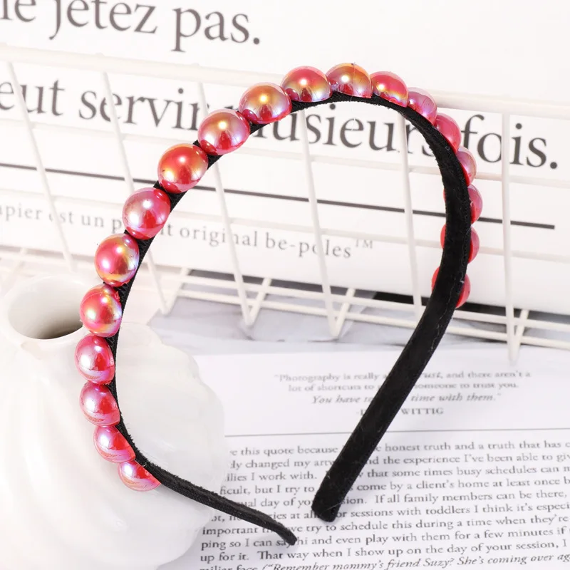Red 1.4cm Pearl Новинка, хит, корейский дизайн, имитация жемчуга, лента для волос, аксессуары для волос для девушек, Женская повязка на голову, Свадебная вечеринка, обруч для волос - Цвет: Red 1.4cm Pearl