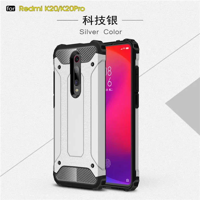 Для Xiao mi Red mi K20 Pro Чехол сверхпрочный ударопрочный Жесткий PC+ TPU Прочный двухслойный защитный чехол для Xiaomi mi 9T mi 9T задняя крышка - Цвет: silver