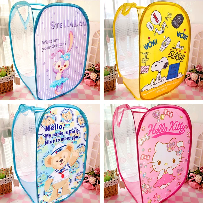 

Cartoon Duffy bear Stellalou Rabbit hello kitty Folding Laundry Rack Dirty Clothes Rack Cute Toy Storage Box Storage Bucket