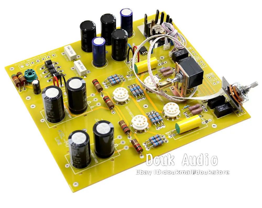 Douk Аудио ламповый Предварительный усилитель Hi-Fi стерео предусилителя собранный доска KSL-M7