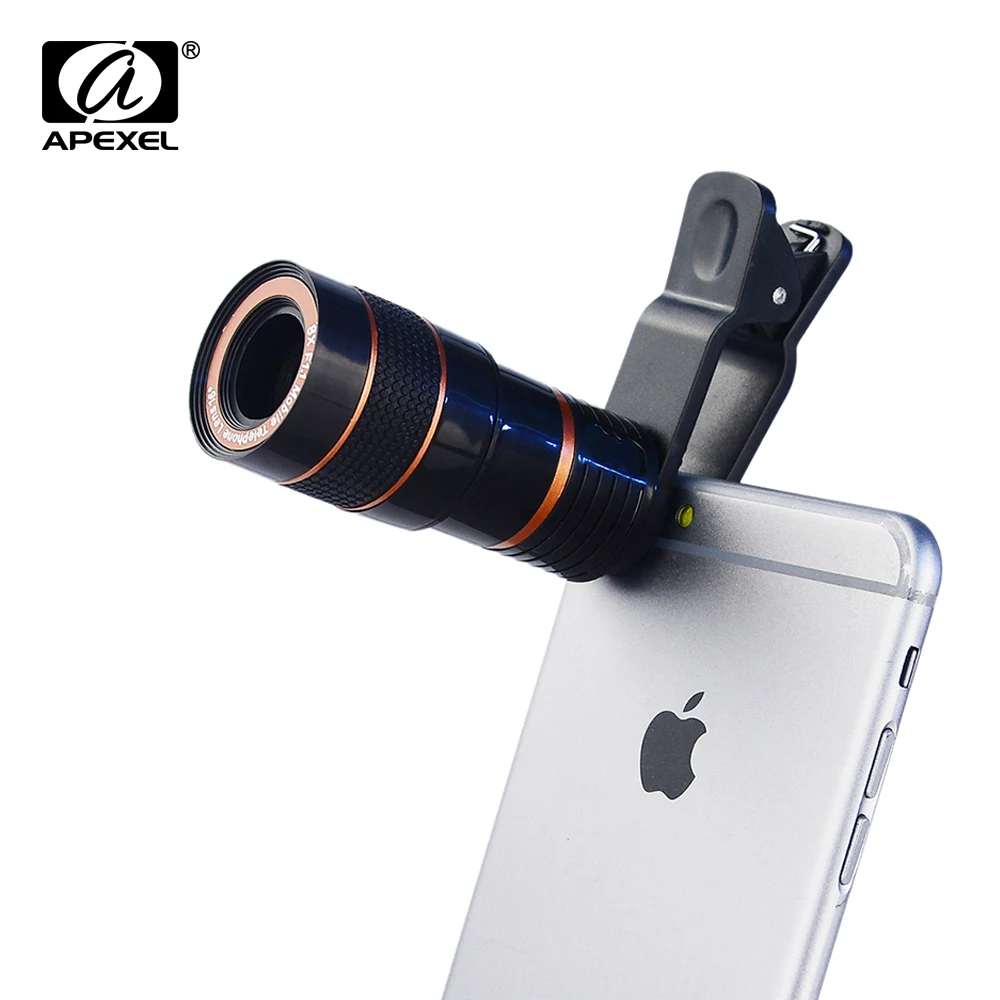 APEXEL 8x Zoom Mobile Phone Telescope Clip Lens for iPhone