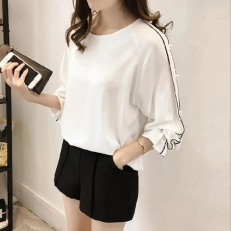 Plus-Size-Chiffon-Shirt-Female-2018-Fashion-Blusa-Beaded-Tops-Autumn-Long-sleeved-Solid-Color-Women (2)