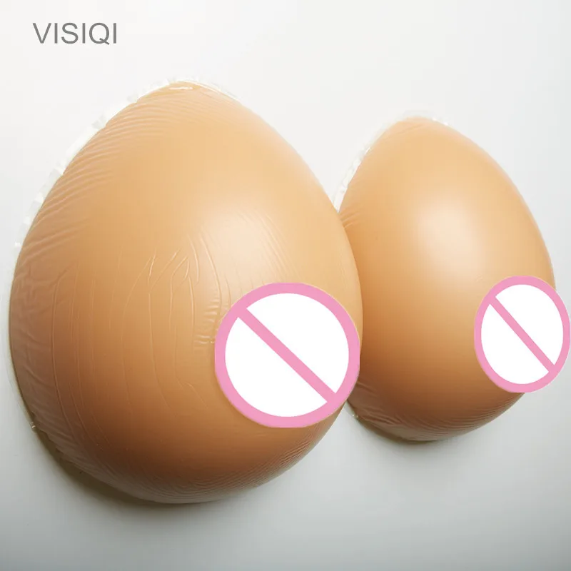 

VISIQI New 1 Pair 42E/46D/48C Cup 2000g brown Silicone False Breast Boobs Forms Transvestites Enhancer Insert fake breast forms