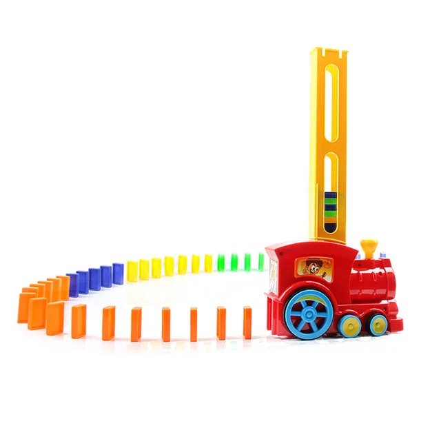 US $13.52 New Domino Train Car Model Toys Automatic Sets Up Colorful Domino Blocks Game With Load Educational