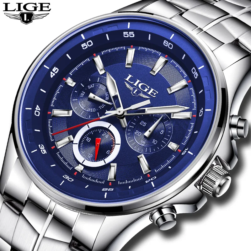 

Men's Top Brand Luxury LIGE Watch Business Waterproof Clock Fashion Casual Sports Quartz Watch Relogio Masculino