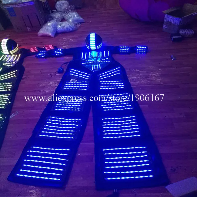 RGB Flashing LED Costume LED Stilts Walker Light suits LED Robot suits Kryoman robot david guetta robot with Helmet04