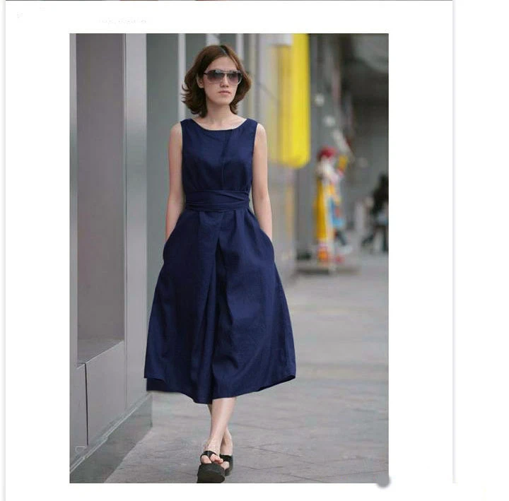 Women Dresses Elegant Linen Dress ...