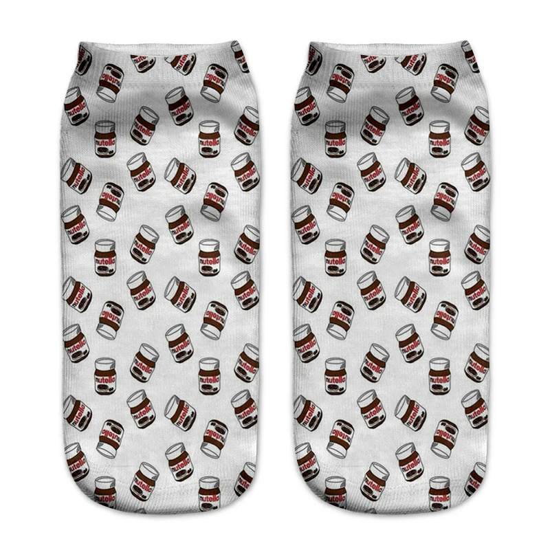 Носки женские хлопковые с 3D принтом I LOVE nutella|low cut ankle socks|socks womenprinted socks |