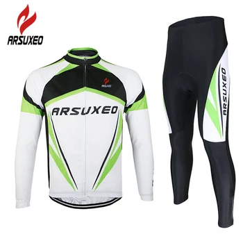 

ARSUXEO Road Bike Bicycle Long Sleeves Quick Dry Wear Clothing Men's Outdoor Sports Cycling Jersey Top + 3D Gel Paded Pants