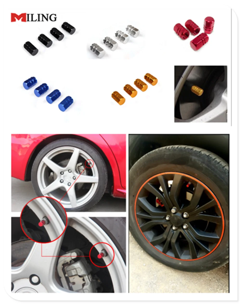 Aluminum Car Wheel Tires Valves Tyre Stem Air Caps Airtight Cover For