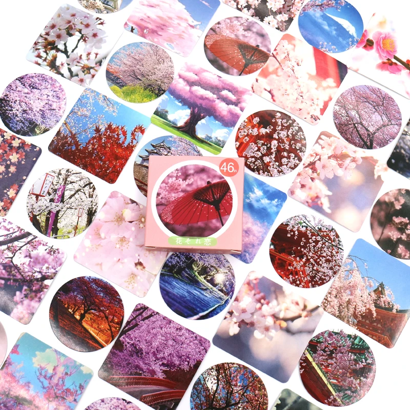

Beautiful Flower Decorative Stickers Adhesive Stickers DIY Decoration Craft Scrapbooking Stickers Gift Stationery 46 PCS/box