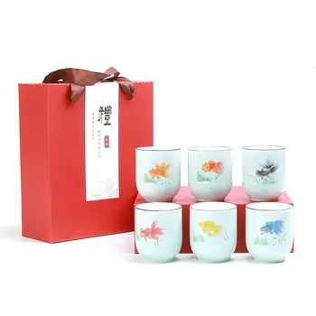

New China Kungfu Tea Cups Ceramic Tea Cups Coffee Tea Milk Drink Cup Office Orchid/Bamboo/Chrysanthemum/Fish/ Mountain Tea Cups