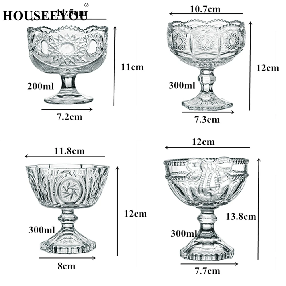 HO использовать EYOU Европейский гравировальный цветочный стеклянный стаканчик для мороженого салат фрукты десерт миски закуски тарелка блюда для дома ресторан бар Использование