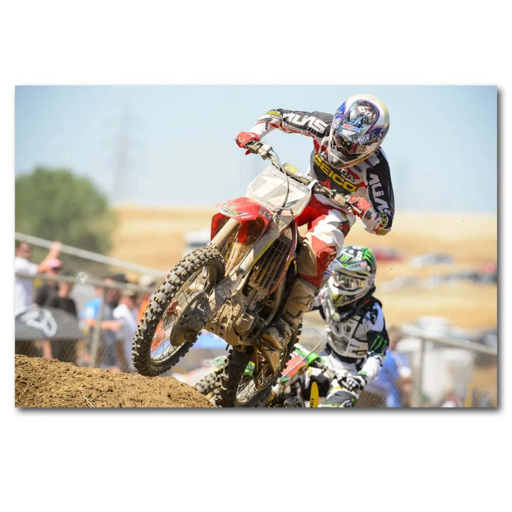 Картина на стену для мотокросса HONDA dirtbike moto motocross race плакат гонки шелковая холсте
